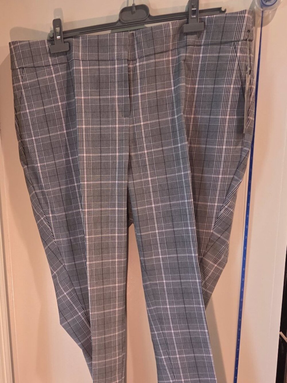LOFT Marisa Slim Crop Pants Gray Plaid NWT Size 16